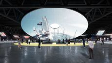 Salone Contract Masterplan render of the interior of the large exhibition hall